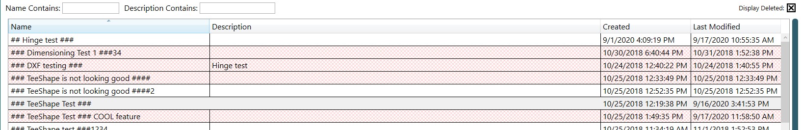 Deleted files highlighted in red