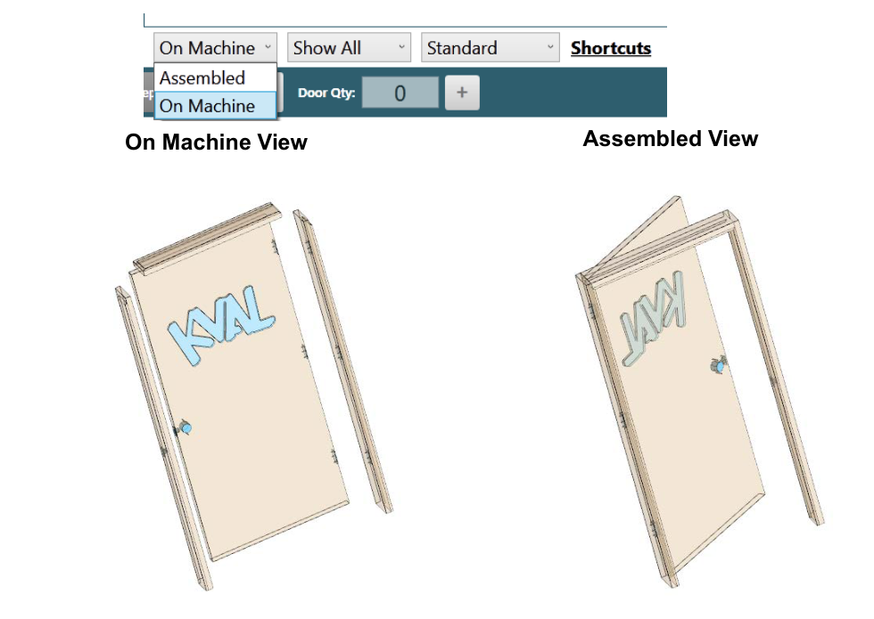 The same door in On Machine and Assembled views