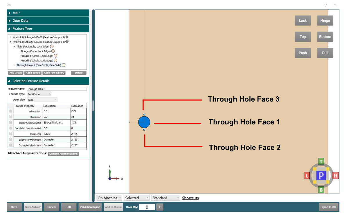 Through Holes 1, 2, and 3 in the Job Preview