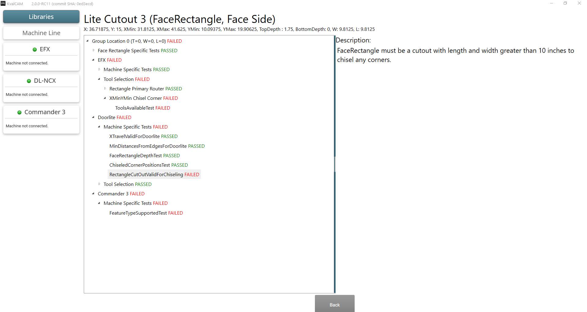 Validation Report for a FaceRectangle that failed on several machines, with a description of the selected test
