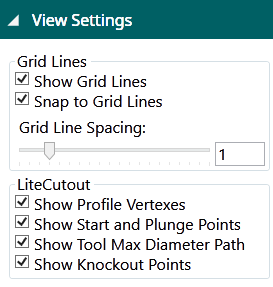 LiteCutout view settings